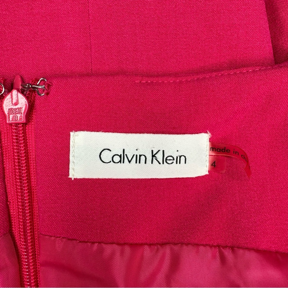 Calvin Klein Pink Sheath Dress Floral Scoop Neckline Size 4 - Picture 8 of 9
